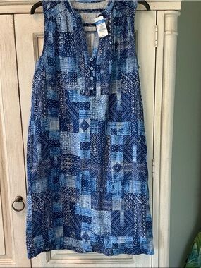J. McLaughlin Dark Blue Patchwork Sleeveless Dress